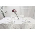 Mbulesa tavoline prej liri katrore me dizajn luksoz me dantella të bardhë Prodhuar në Itali - Olivia Viadurini