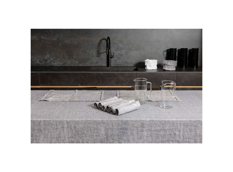 Mbulesa tavoline prej liri antracit dhe kufi me dekorim gjeometrik, punuar me dorë - Dippel Viadurini
