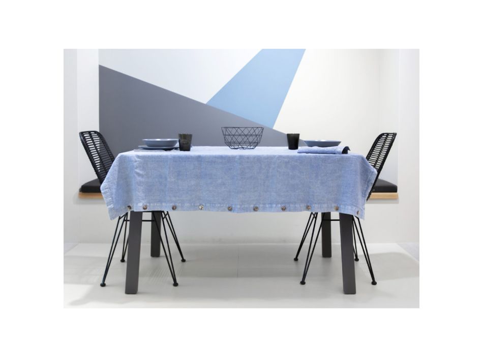 Mbulesa tavoline prej liri drejtkendeshe me vrima kopsash dhe 10 kopsa, luksoze - mesdhetare Viadurini