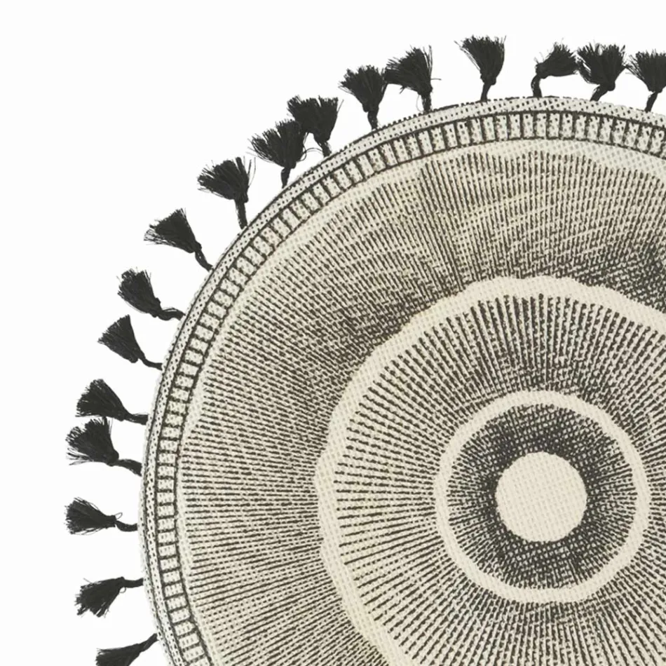 Shes për mëngjes të rrumbullakët në jute me thekë të zeza 12 copë - Casside Viadurini