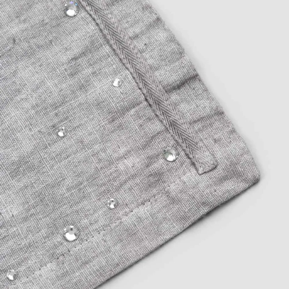 Shtojca për mëngjes me liri gri me kristale 2 copë - Macanno Viadurini