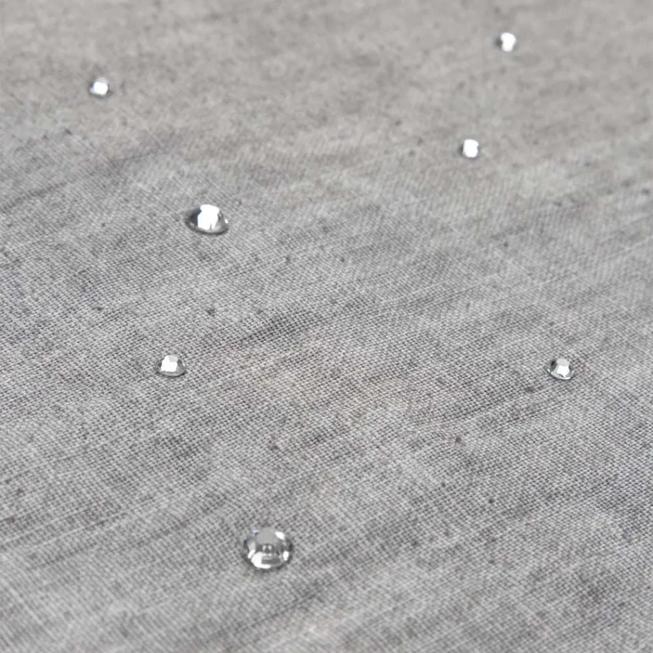 Shtojca për mëngjes me liri gri me kristale 2 copë - Macanno Viadurini