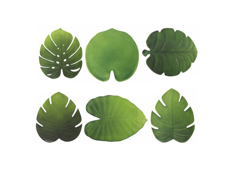 Pvc Mëngjesi me gjethe të ndryshme jeshile ose të zeza 12 copë - Esther Viadurini