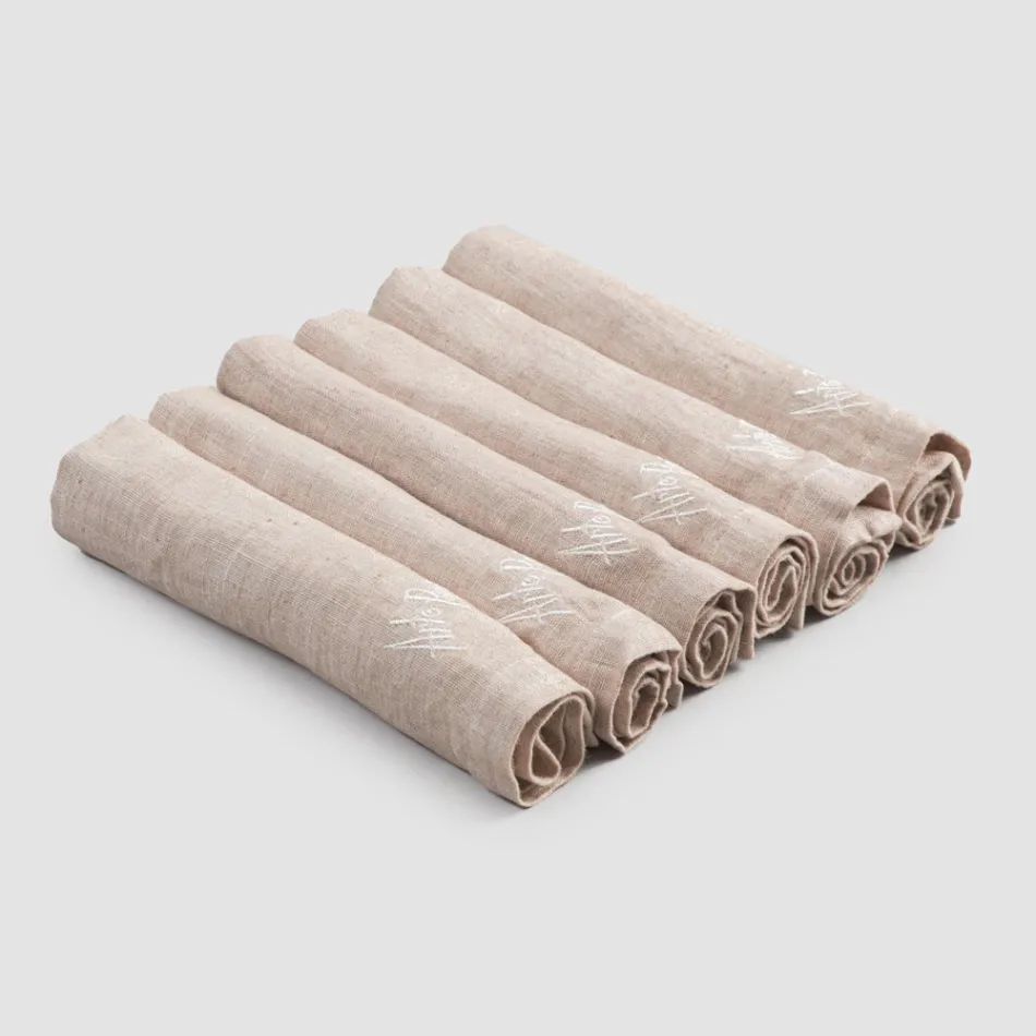 Peceta të rënda prej liri me buzë të palosur, ngjyra të ndryshme, 6 copë - Onestini Viadurini