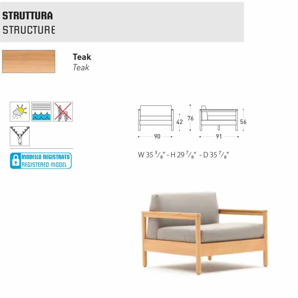 Varaschin Bali kolltuk modern në natyrë në pëlhurë të veshur me susta Viadurini