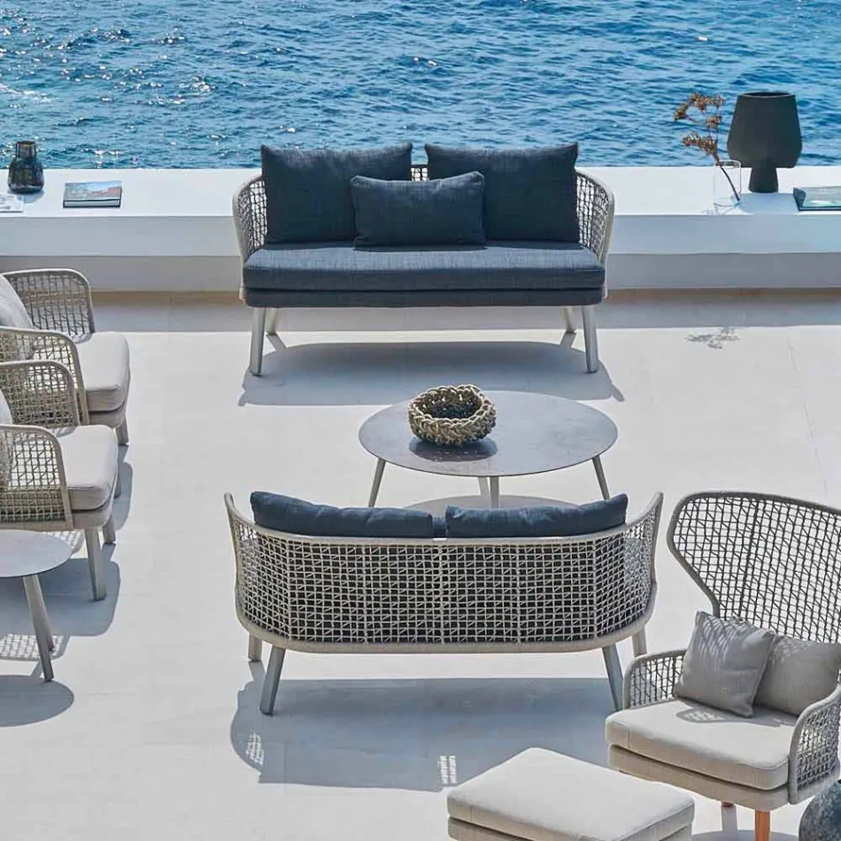 Varaschin Emma divan kopsht i veshur me susta moderne me dy vende Viadurini