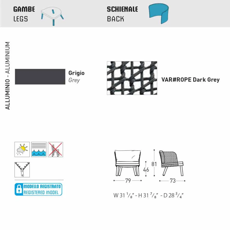 Karrige në natyrë Varaschin Emma e veshur me susta në metal dhe pëlhurë Viadurini