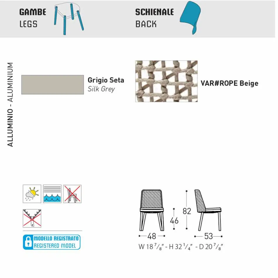 Karas kopsht dizajni Varaschin Emma në pëlhurë dhe alumin Viadurini