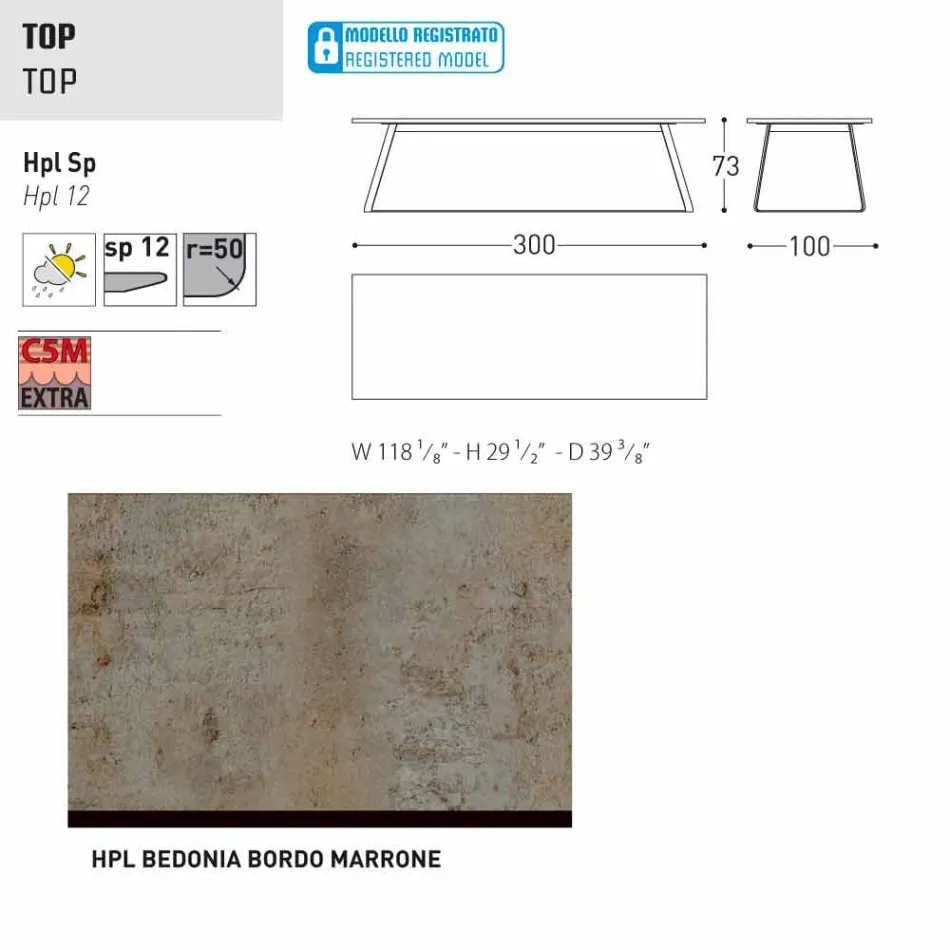 Tabela moderne e kopshtit Varaschin Kolonaki në madhësi të ndryshme Viadurini