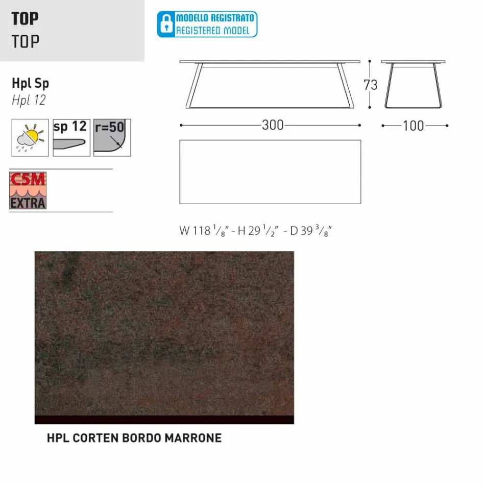 Tabela moderne e kopshtit Varaschin Kolonaki në madhësi të ndryshme Viadurini