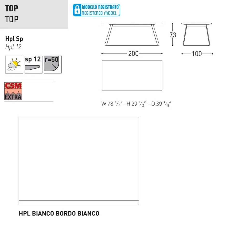 Tabela moderne e kopshtit Varaschin Kolonaki në madhësi të ndryshme Viadurini