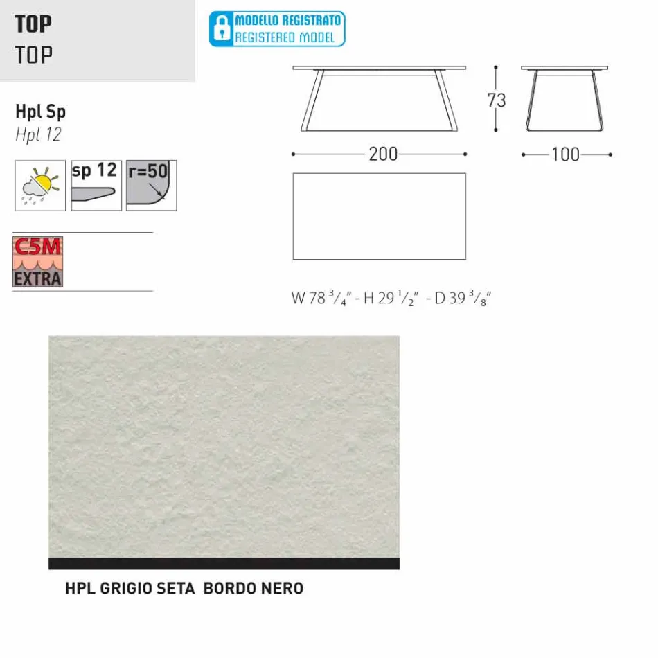 Tabela moderne e kopshtit Varaschin Kolonaki në madhësi të ndryshme Viadurini