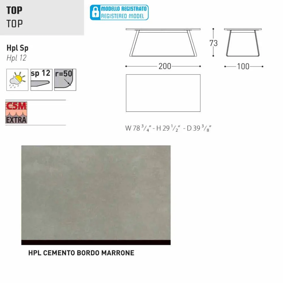 Tabela moderne e kopshtit Varaschin Kolonaki në madhësi të ndryshme Viadurini