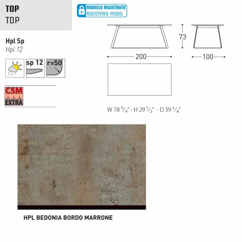 Tabela moderne e kopshtit Varaschin Kolonaki në madhësi të ndryshme Viadurini