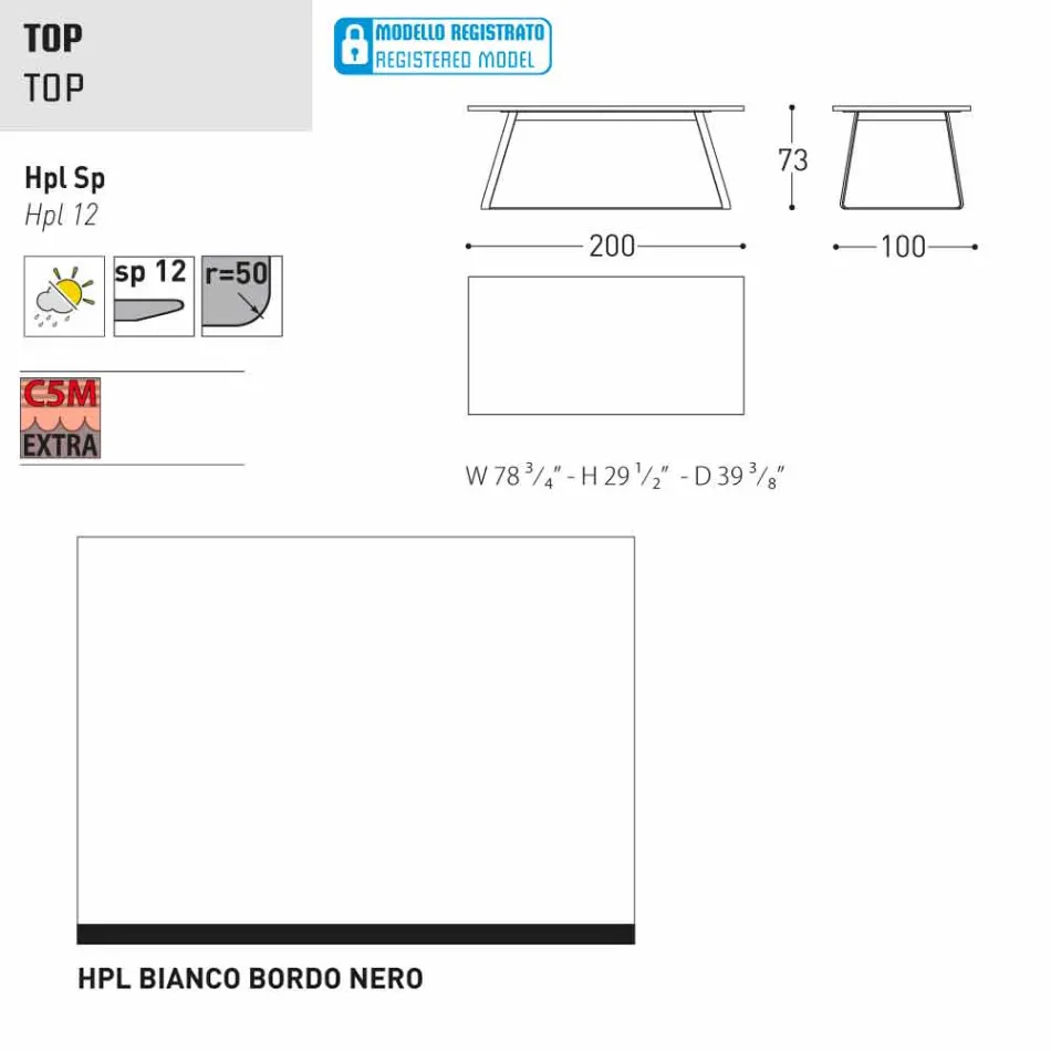 Tabela moderne e kopshtit Varaschin Kolonaki në madhësi të ndryshme Viadurini