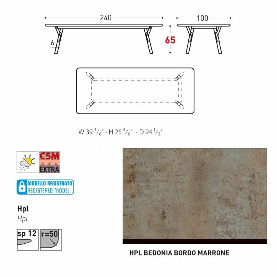 Tabela e kopshtit Varaschin Link me këmbë druri tik, H 65 cm Viadurini