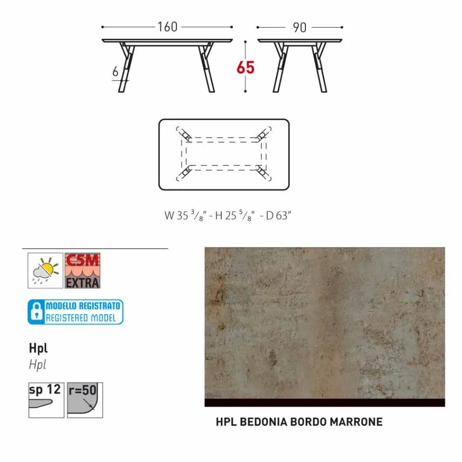 Tabela e kopshtit Varaschin Link me këmbë druri tik, H 65 cm Viadurini