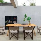 Tavolina ngrënie e kopshtit me dru tik Varaschin Link H 75 cm Viadurini