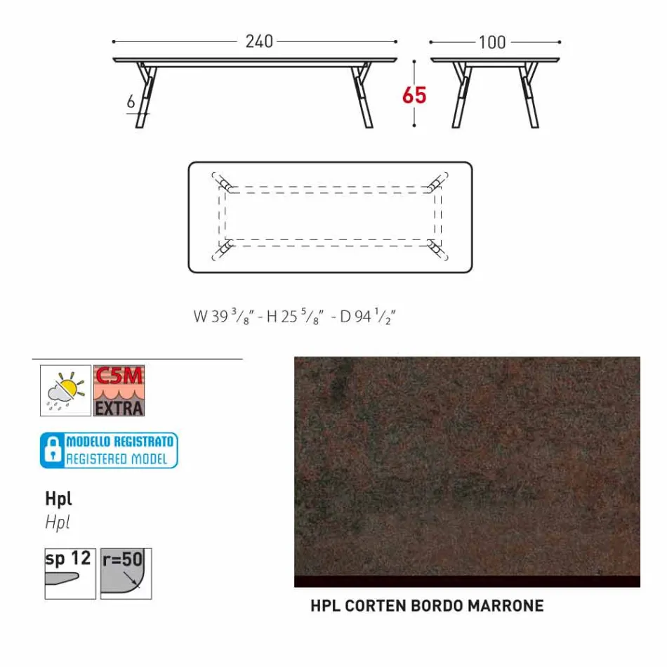 Varaschin Link tavolinë ngrënie në natyrë ose brendshme H 65 cm Viadurini
