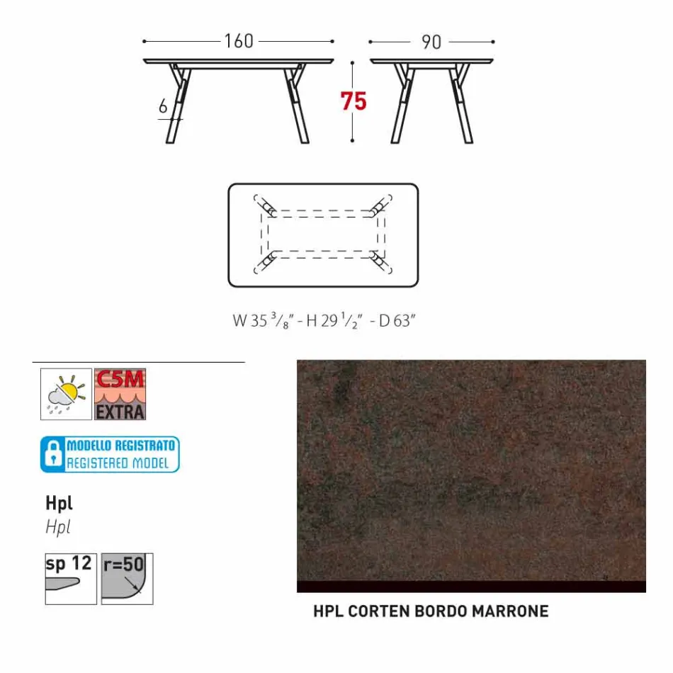 Kopsht Varaschin Link ose tryezë shtëpie ngrënie H 75 cm Viadurini