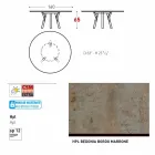 Tabela e rrumbullakët në natyrë Varaschin Link me këmbë dru tik, H 65cm Viadurini