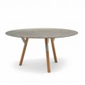 Tavolinë e rrumbullakët e kopshtit me këmbë dru tik, H 65 cm, Link nga Varaschin