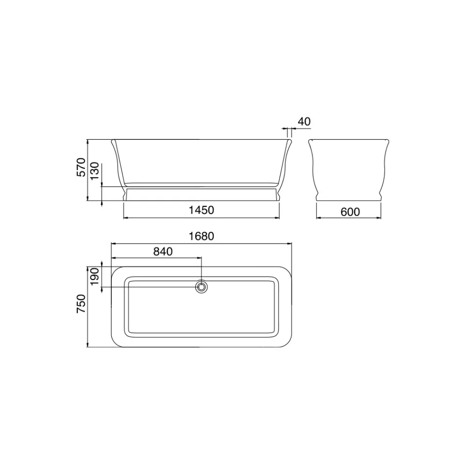 Vaskë e bardhë e pavarur në sipërfaqe të ngurtë Prodhuar në Itali - Kleopatra Viadurini
