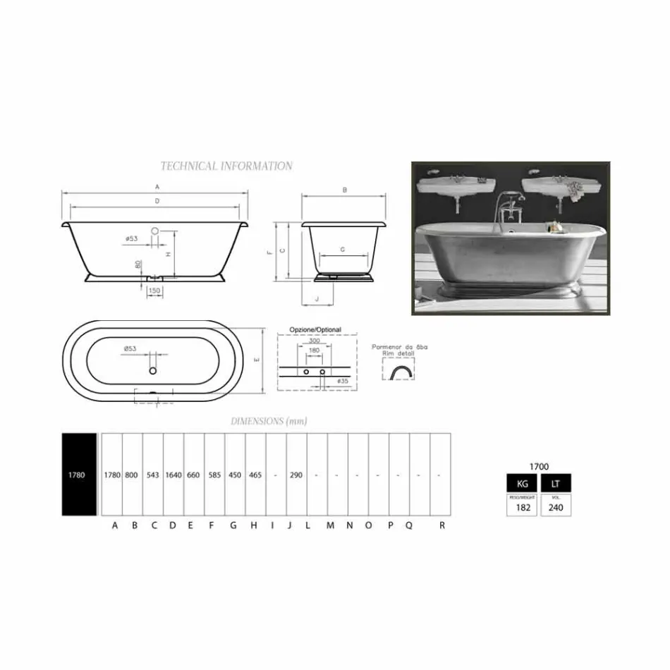 Vaskë në banjë projektuesi me shkëlqim të përfunduar me shkëlqim Pierce Viadurini