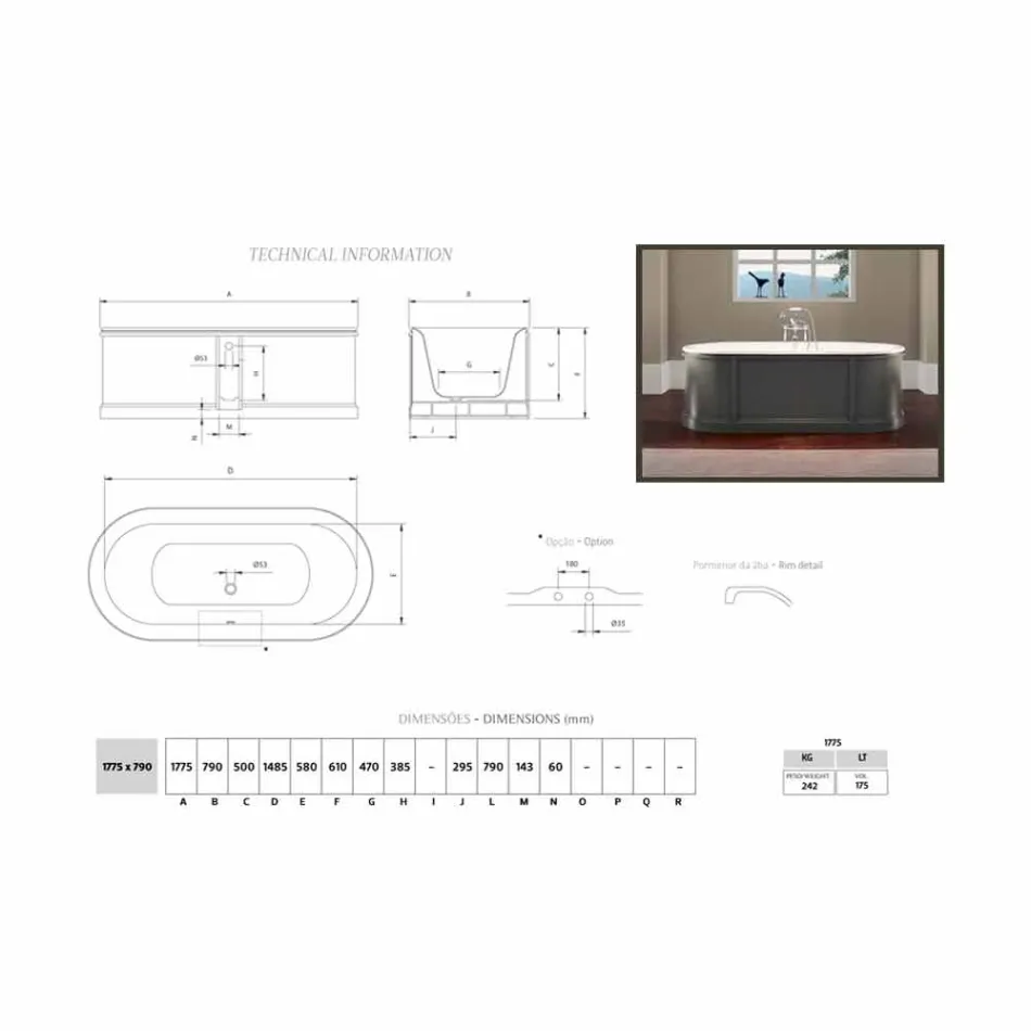 Vaskë me enamel në vaskë dhe pikturuar Ashley Viadurini