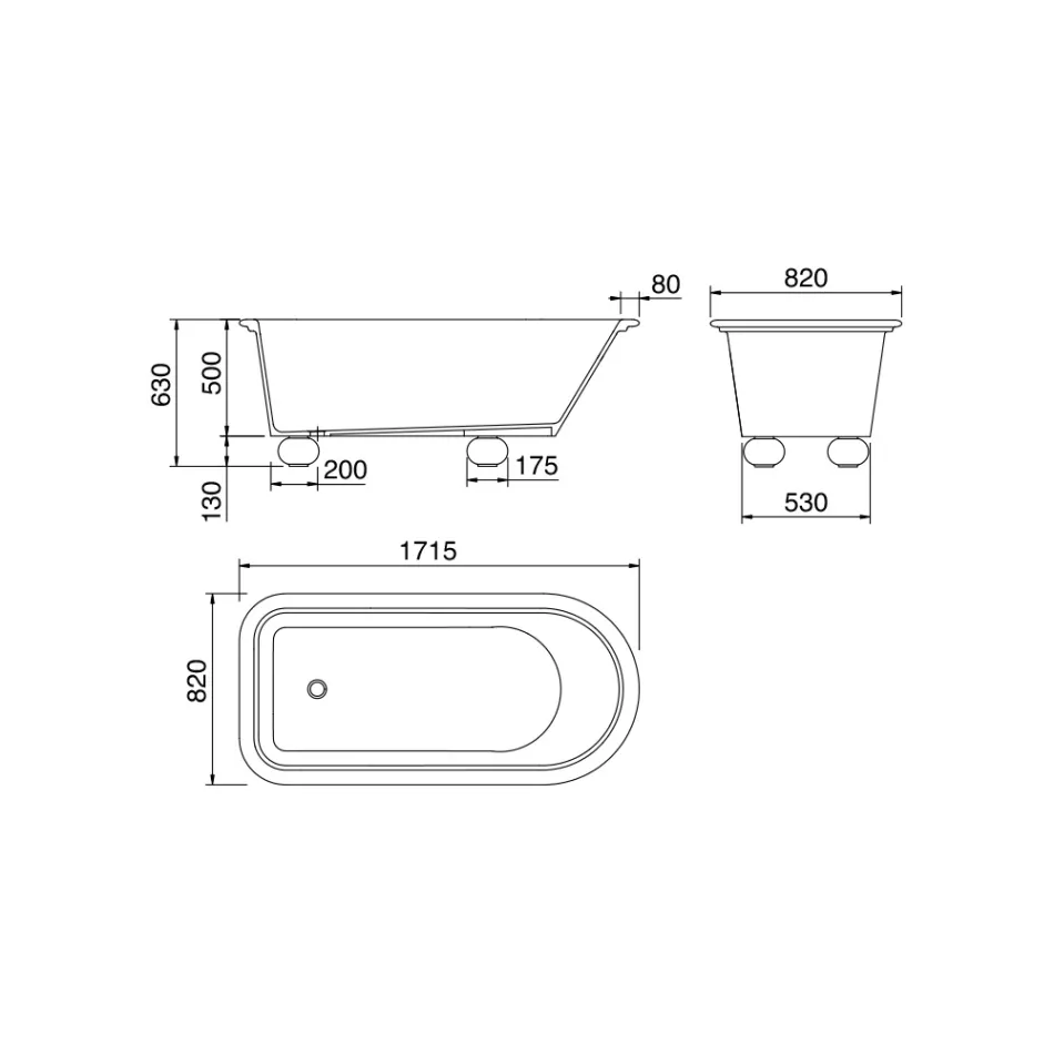 Vaskë me sipërfaqe të ngurtë Matt White me Këmbë - Gradë Viadurini