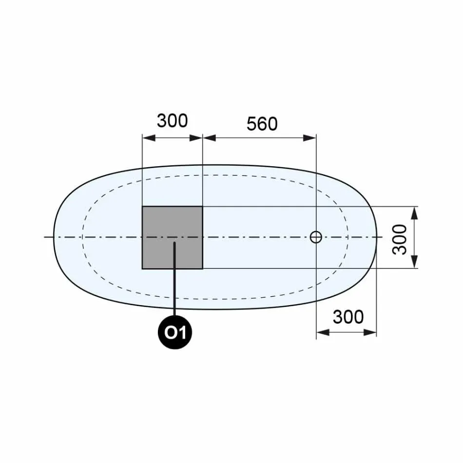 Vaskë pa këmbë, Dizajn sipërfaqe e ngurtë me shkëlqim / Mat - Veil Viadurini