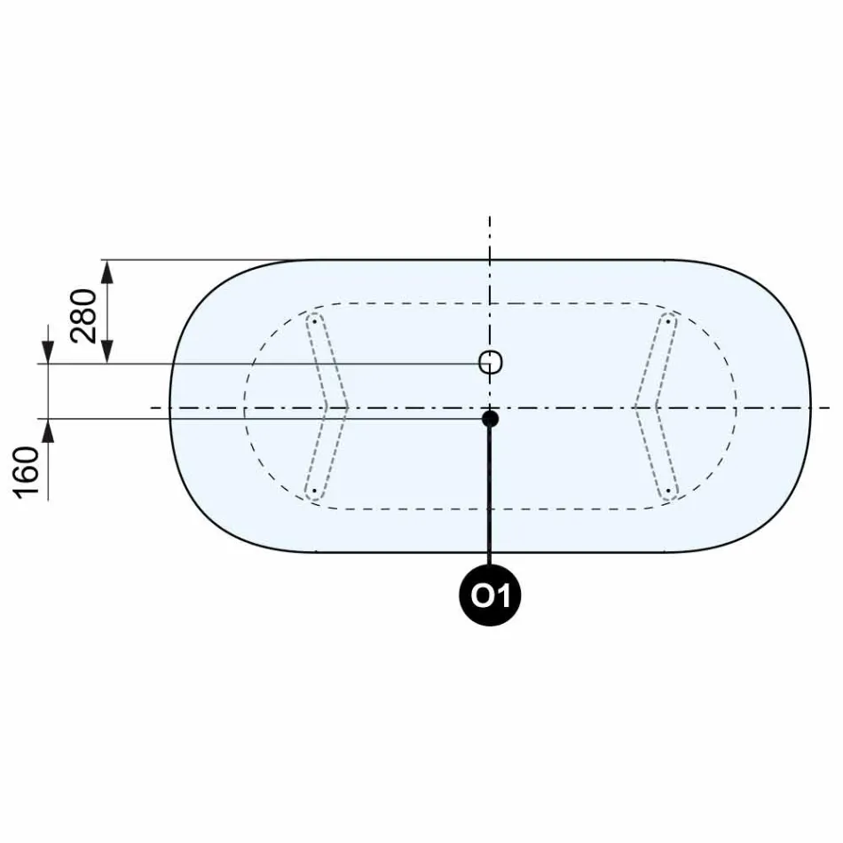 Dizenjoni banjën pa këmbë, këmbët në përfundimin e Chrome - Falas Viadurini
