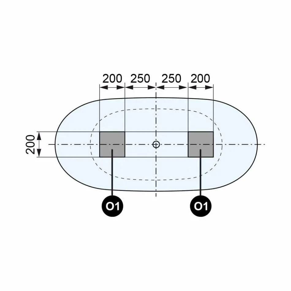 Vaskë me këmbë falas, e prodhuar në Itali, në sipërfaqe të ngurtë - rrjedhë Viadurini