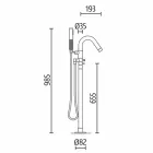 Vaskë me këmbë falas, e prodhuar në Itali, në sipërfaqe të ngurtë - rrjedhë Viadurini