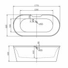 Vaskë e lirë akrilike e pavarur Qershor 1770x820 mm, dizajn modern Viadurini