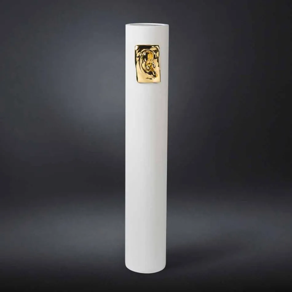 Vazo e gjatë artizanale në qeramikë me ngjyra e prodhuar në Itali - Monte Viadurini