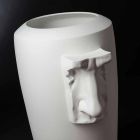Vazo e Brendshme e gjatë në punim të bardhë qeramike në Itali - Capuano Viadurini