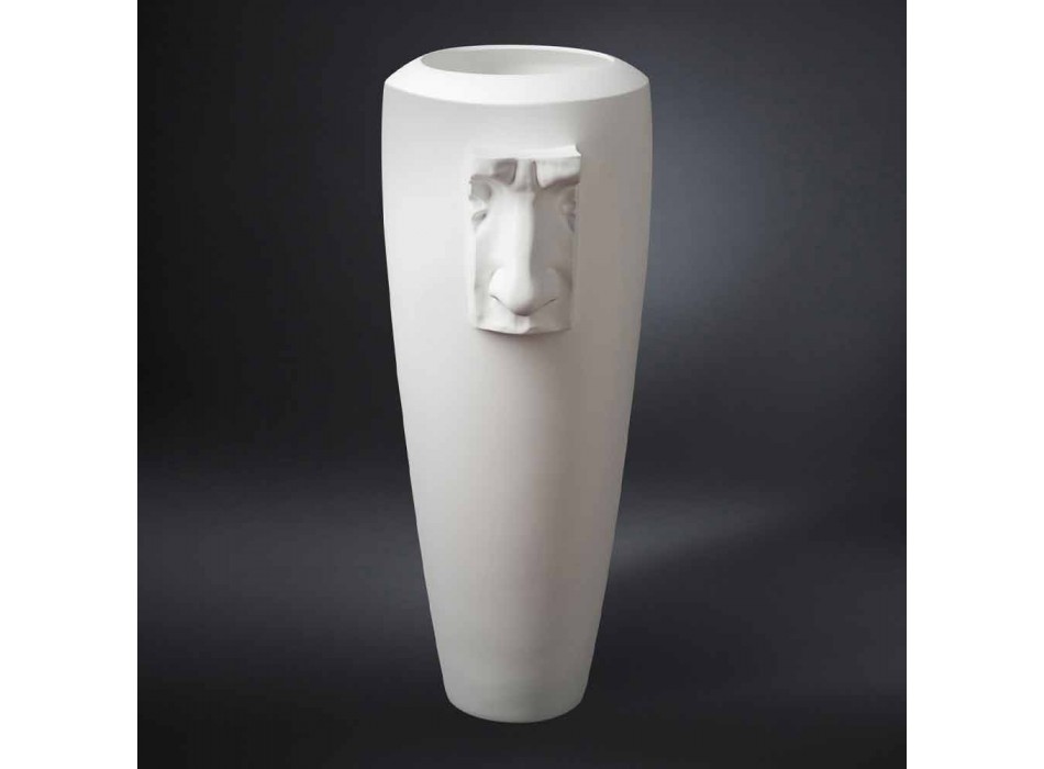 Vazo e Brendshme e gjatë në punim të bardhë qeramike në Itali - Capuano Viadurini