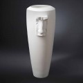 Vazo e Brendshme e gjatë në punim të bardhë qeramike në Itali - Capuano