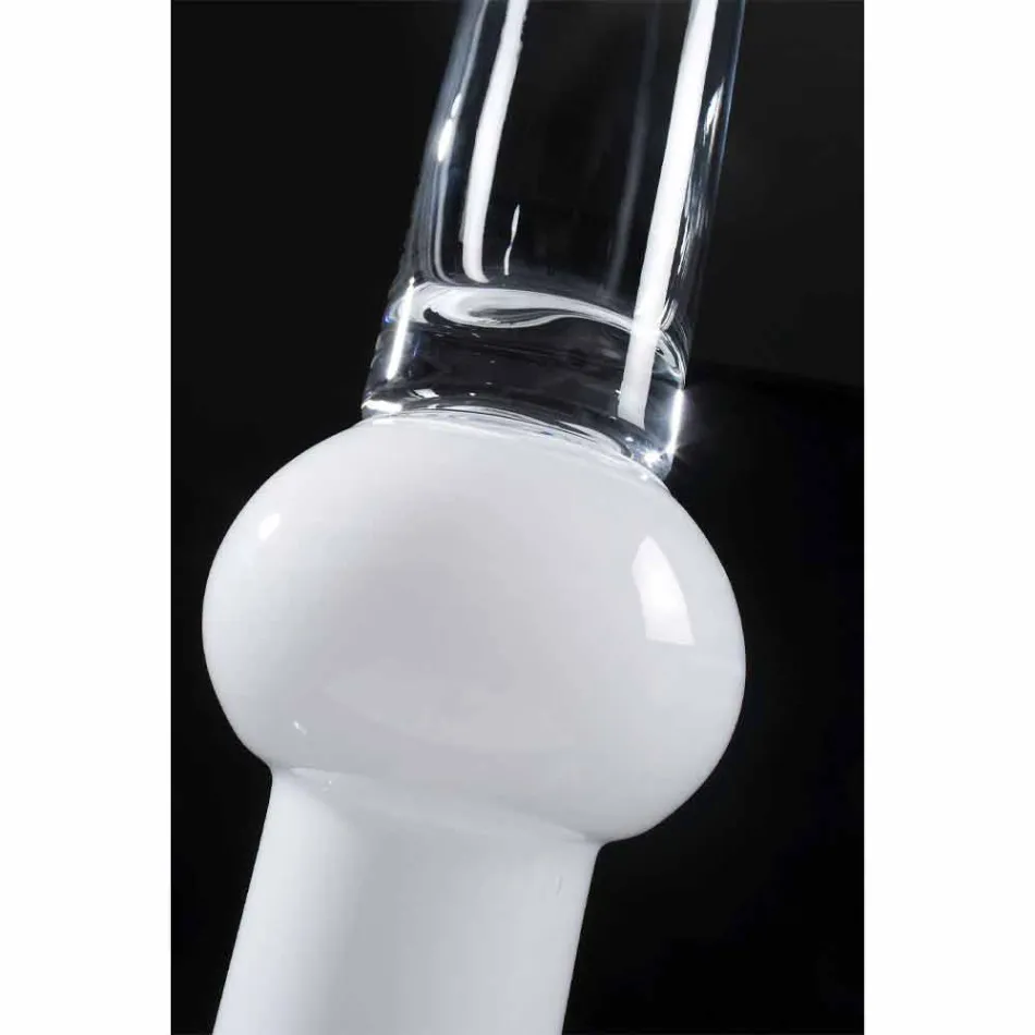 Vazo e mbyllur e gjatë në xham transparent dhe të bardhë prodhuar në Itali - Ludovico Viadurini