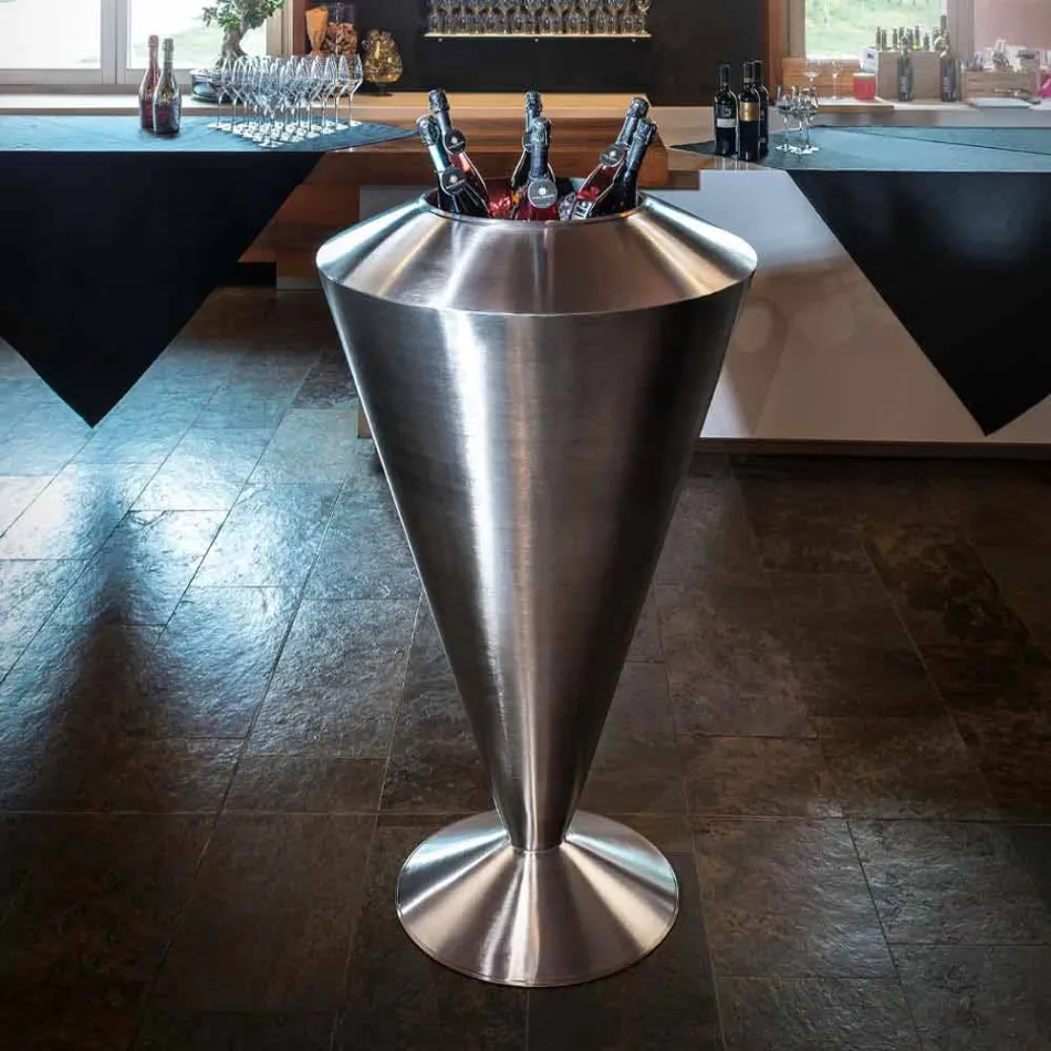 Vazo e gjatë dekorative në çelik saten Prodhuar në Itali Fine - Vesper Viadurini