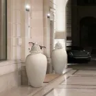 Vazo qeramike e bardhë e gjatë me majë të dekoruar e punuar me dorë në Itali - Verio Viadurini