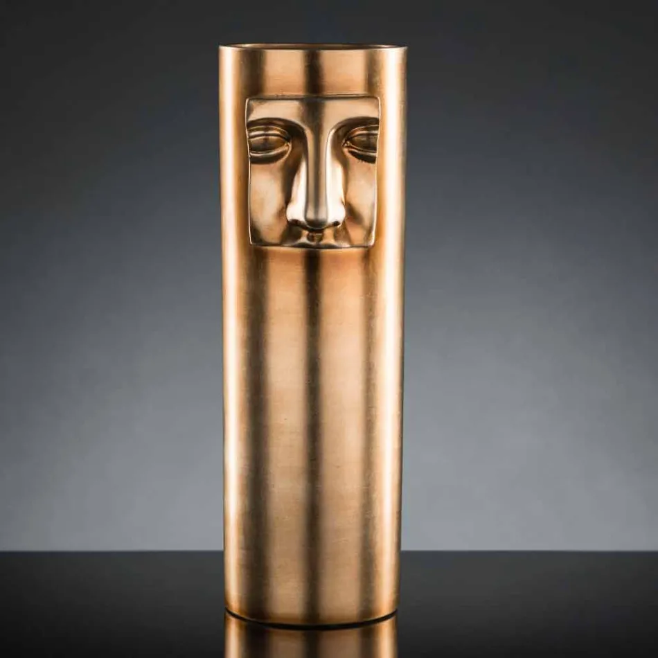 Vazo e Taltë Moderne në Qeramikë të Bardhë me Vendosje me Ngjyrë Prodhuar në Itali - Lexi Viadurini