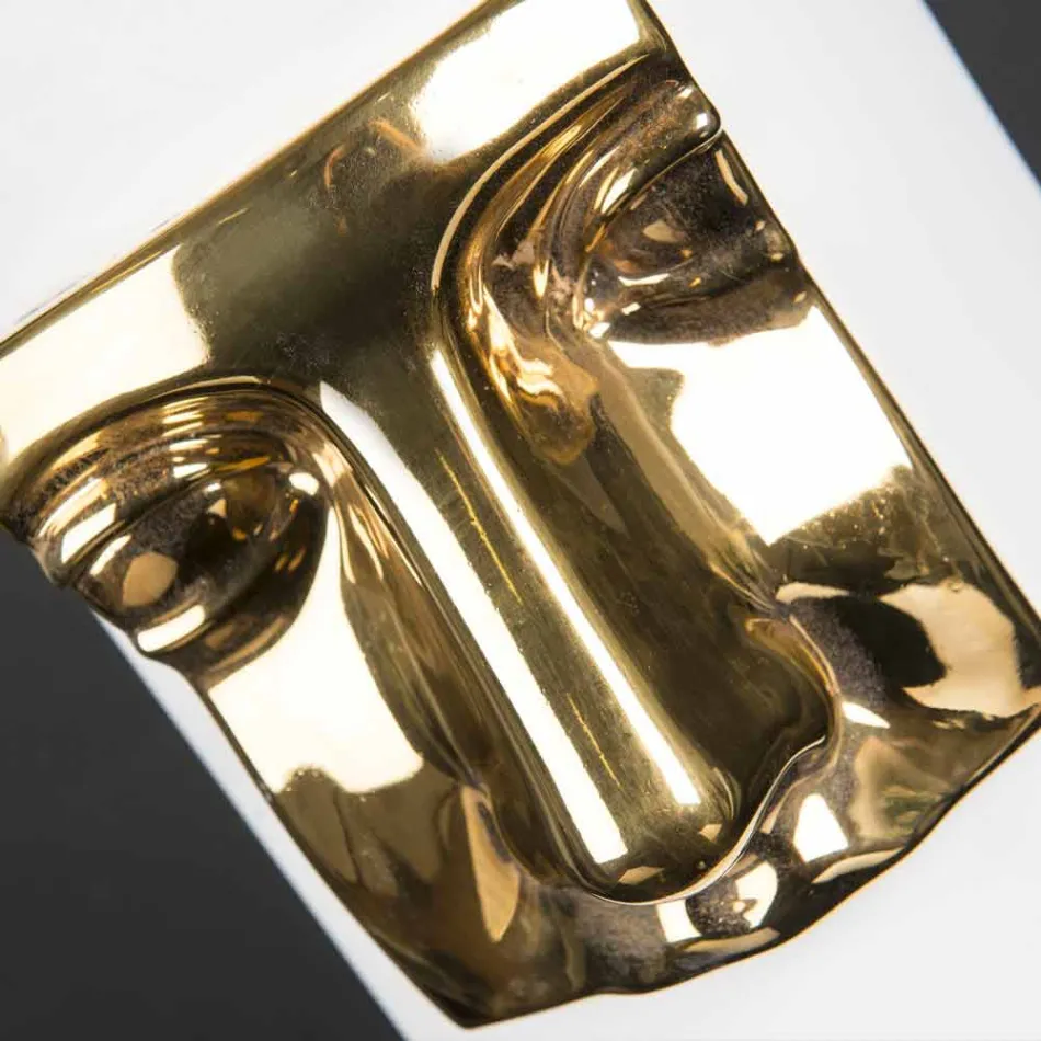 Vazo e Taltë Moderne në Qeramikë të Bardhë me Vendosje me Ngjyrë Prodhuar në Itali - Lexi Viadurini