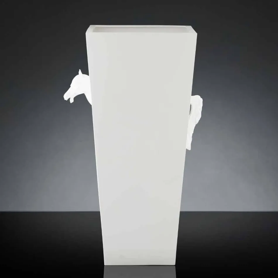 Vazo e Brendshme e gjatë në Qeramikë të Bardhë të punuar me dorë në Itali - Jacky Viadurini