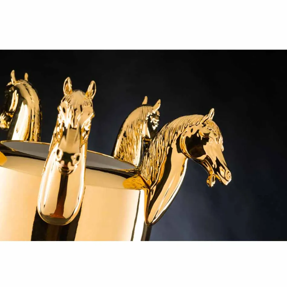 Vazo e mbyllur e gjatë në ar të bardhë qeramike ose me shkëlqim e prodhuar në Itali - Xhaka Viadurini