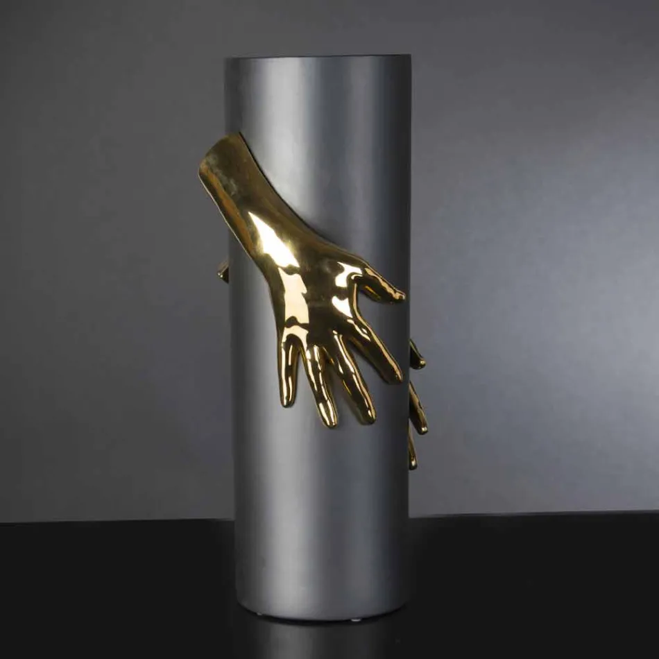 Vazo qeramike e mbyllur e gjatë e punuar me dorë në Itali - Monte Viadurini