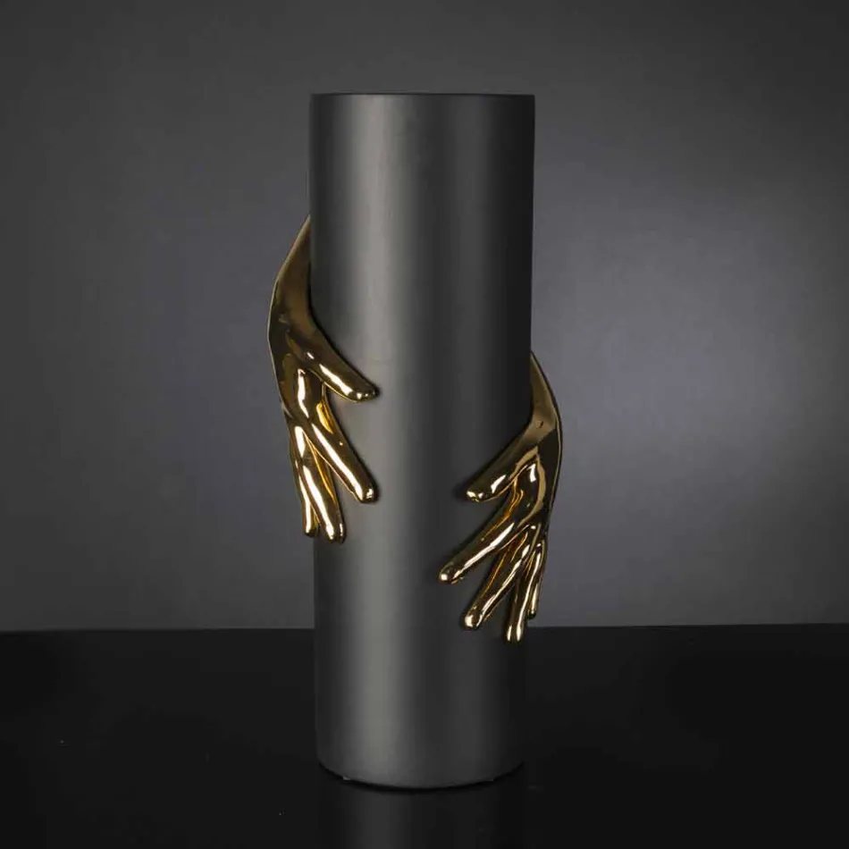 Vazo qeramike e mbyllur e gjatë e punuar me dorë në Itali - Monte Viadurini