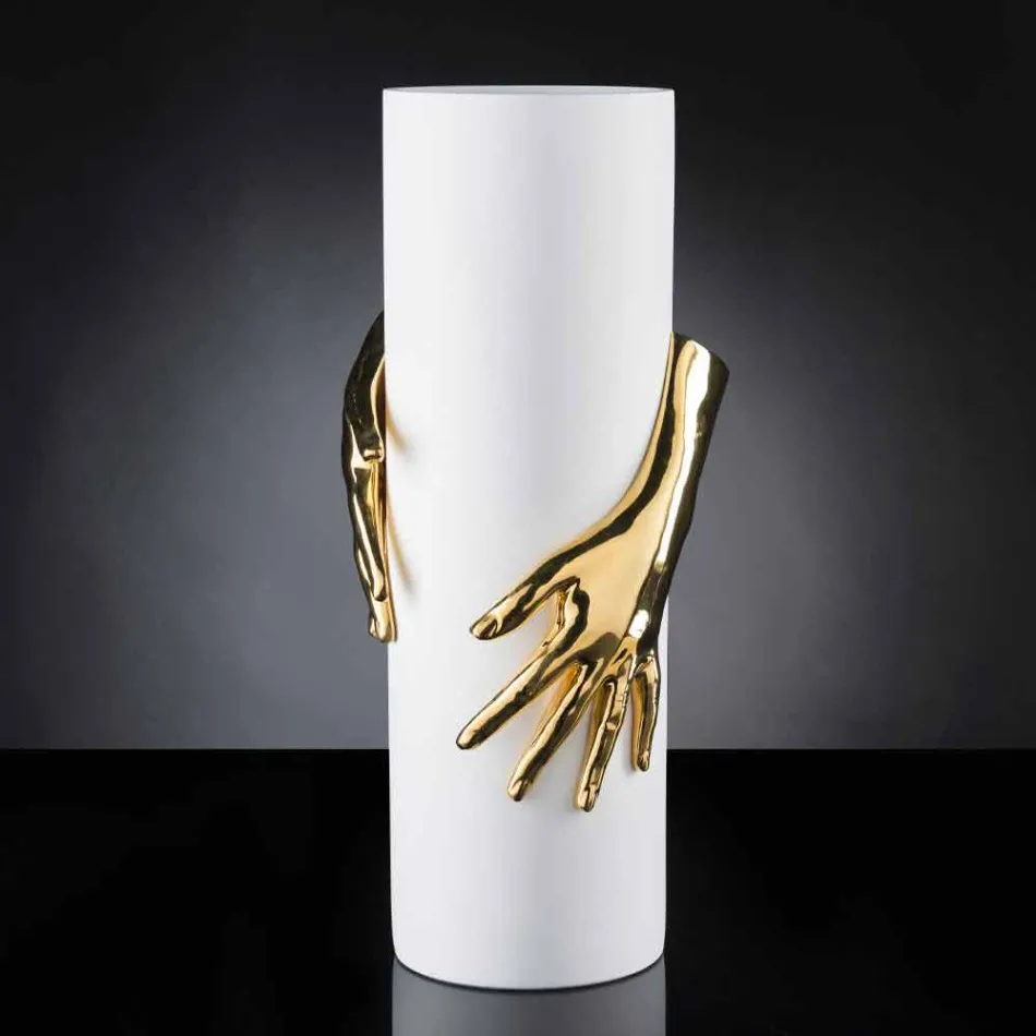 Vazo qeramike e mbyllur e gjatë e punuar me dorë në Itali - Monte Viadurini