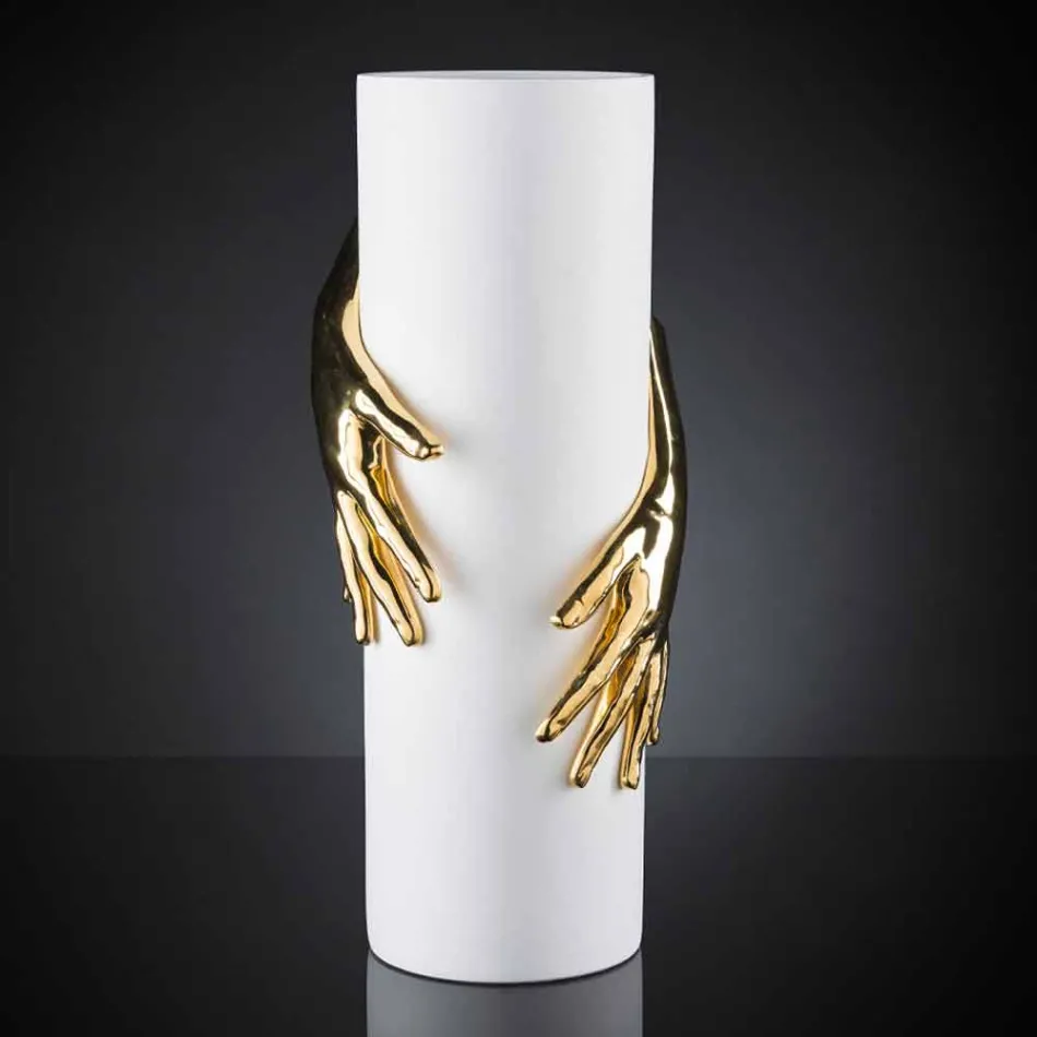 Vazo qeramike e mbyllur e gjatë e punuar me dorë në Itali - Monte Viadurini